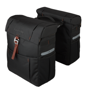 Gazelle dubbele tas black/brown incl.MIK adapter.